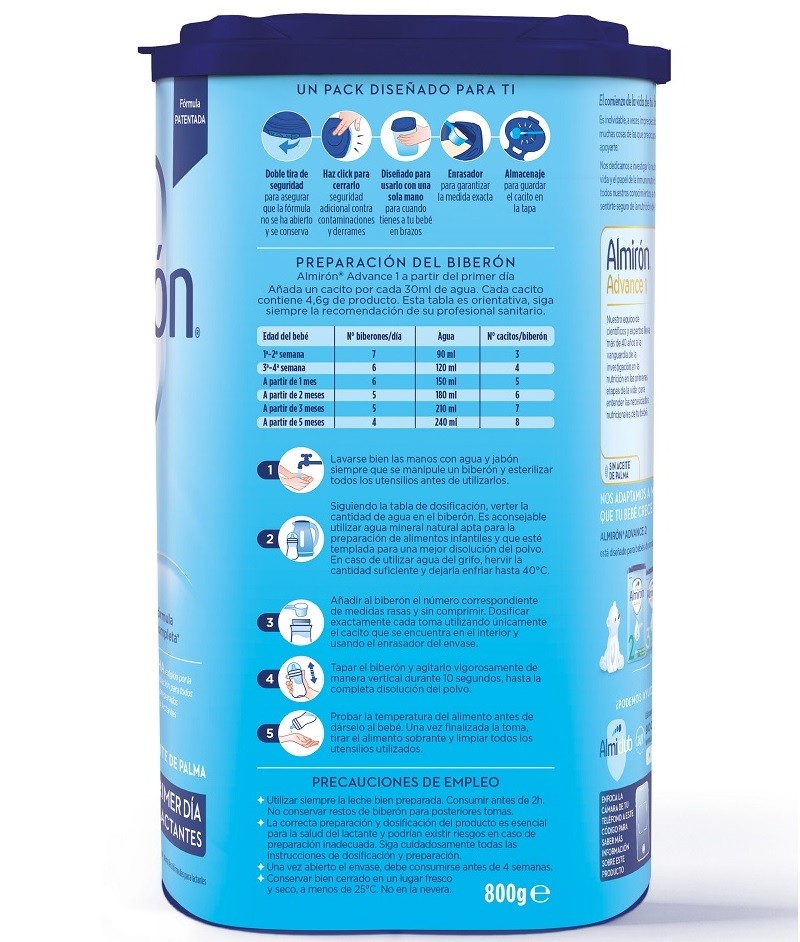 ALMIRÓN Advance 1 con Pronutra Leche para Lactantes 800gr NUEVA FÓRMULA-3