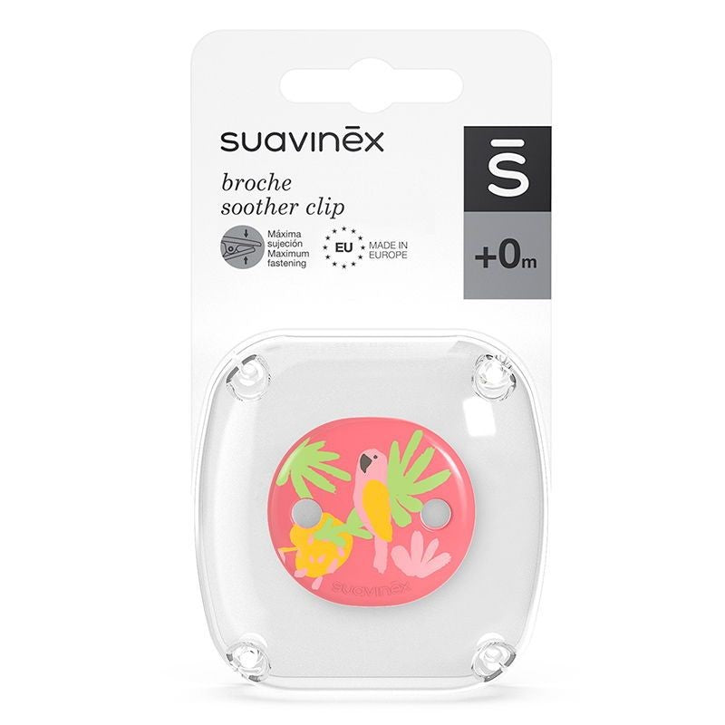 SUAVINEX Broche de Pinza Decorado (Loro Rosa) +0m-1