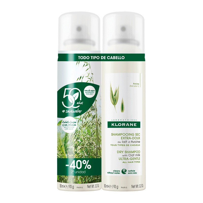 KLORANE Champú Seco con Leche de Avena DUPLO 2x150ml-1