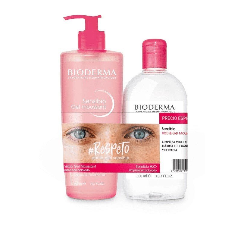 BIODERMA Pack Sensibio Gel Moussant Piel Sensible 500ml + Sensibio H2o Agua Micelar 500ml-1