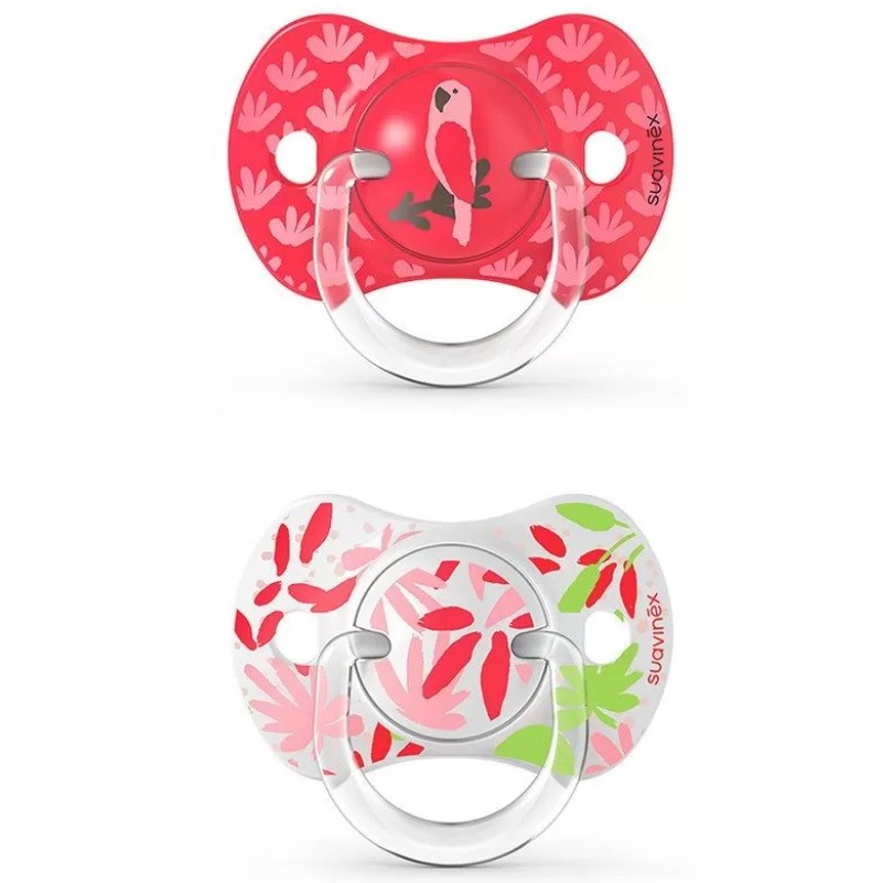 SUAVINEX Chupete SX Pro Tetina Fisiológica Silicona 6-18 Meses 2 Unidades (Loro Rosa)-2