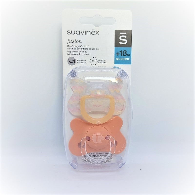 SUAVINEX Chupete Fusion Tetina Anatómica Silicona +18M 2ud (Rosa Ondas y Ardilla)-1