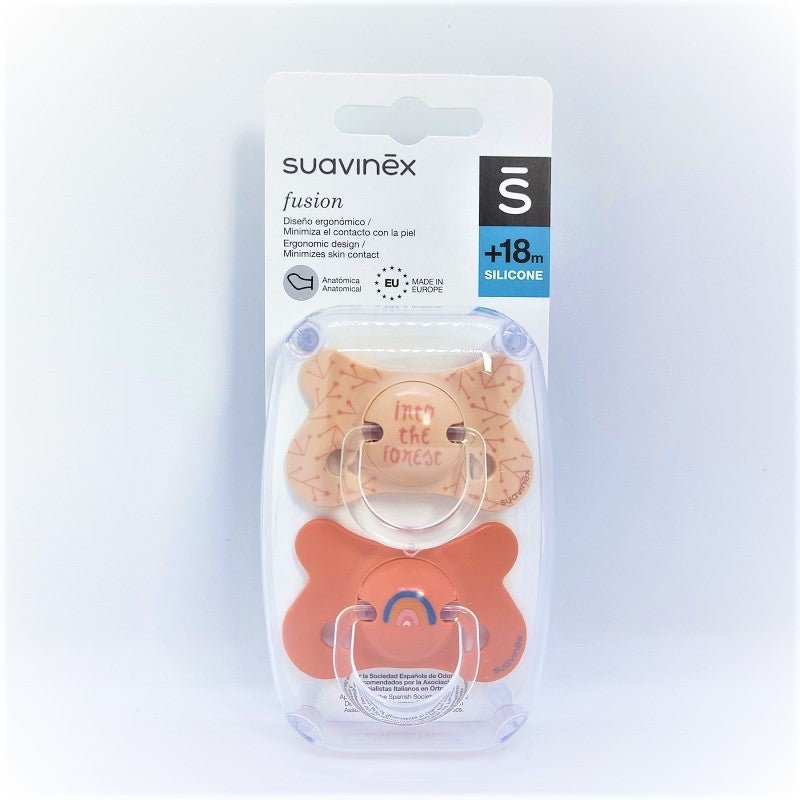 SUAVINEX Chupete Fusion Tetina Anatómica Silicona +18M 2ud (Rosa Arcoíris)-1