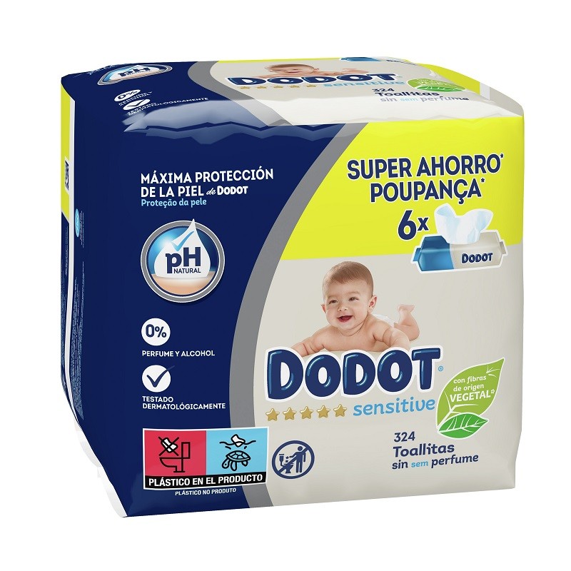 DODOT Sensitive Toallitas para Bebés 6x54 (324 toallitas)-1