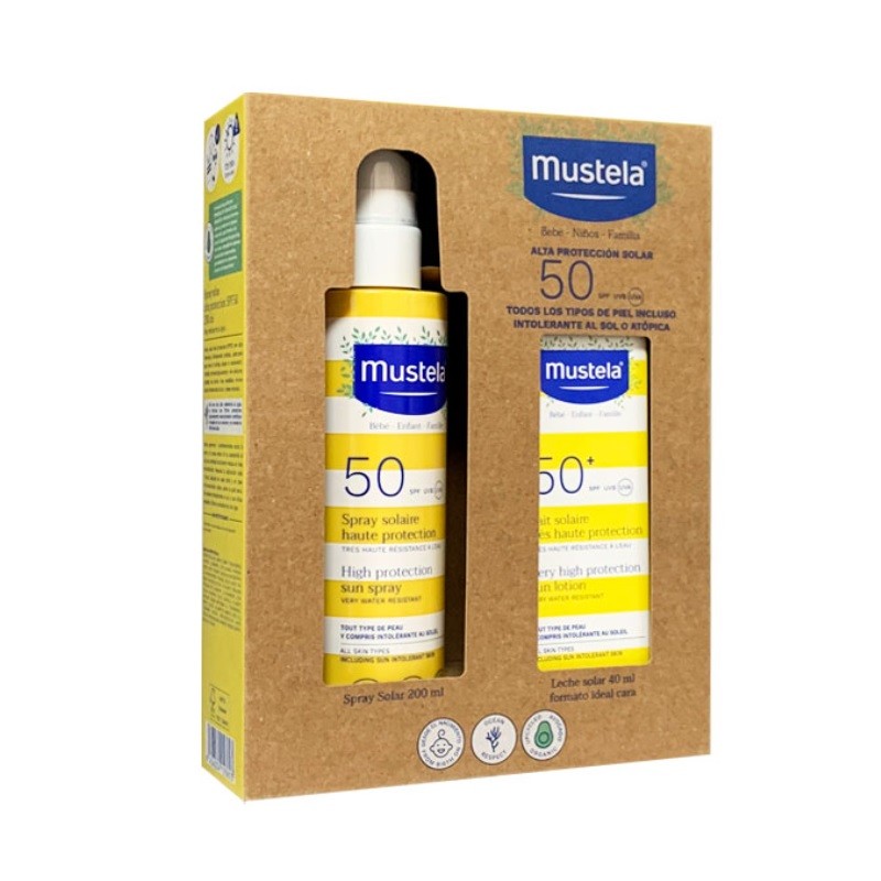 MUSTELA Spray Solar Bebés SPF50 (200ml) + Crema Solar Facial SPF50+ (40ml)-2