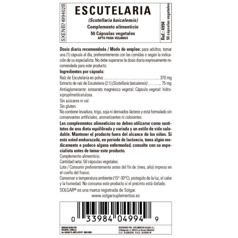 SOLGAR Escutelaria 50 Cápsulas Vegetales-3