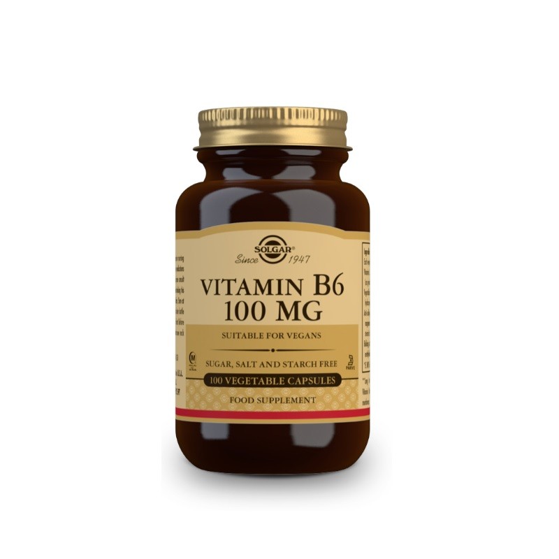 SOLGAR Vitamina B6 100mg (100 Cápsulas Vegetales)-1