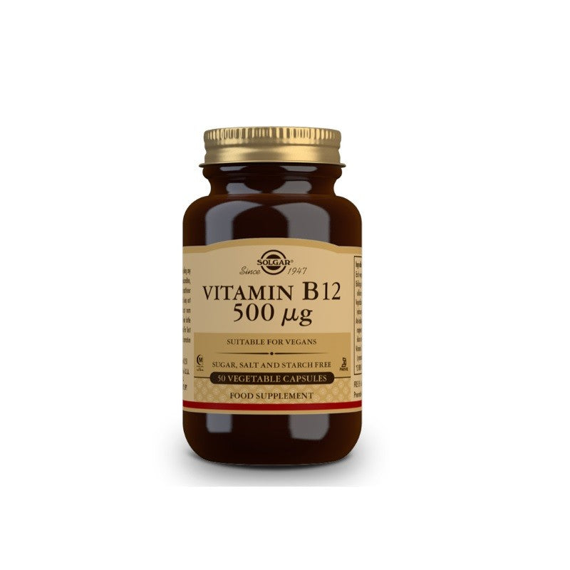 SOLGAR Vitamina B12 500μg (Cianocobalamina) 50 cápsulas vegetales-1