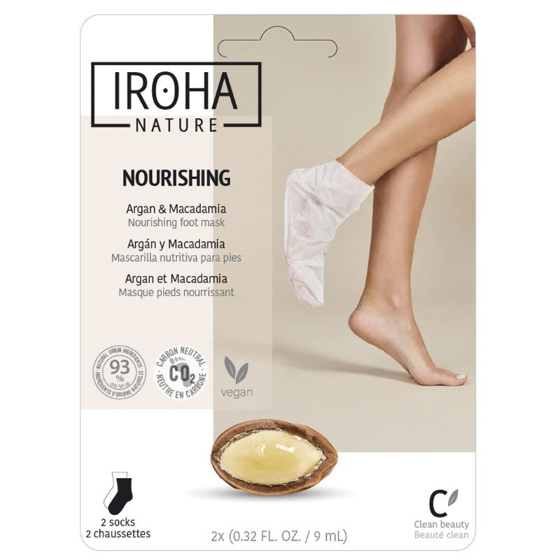 IROHA NATURE Calcetines Mascarilla Nutritivos con Aceite de Argán y Macadamia 2uds-1