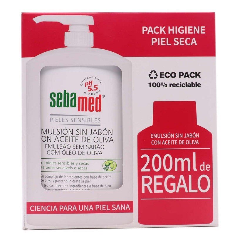 SEBAMED Emulsión Sin Jabón con Aceite de Oliva 1L+ 200ml de REGALO-2