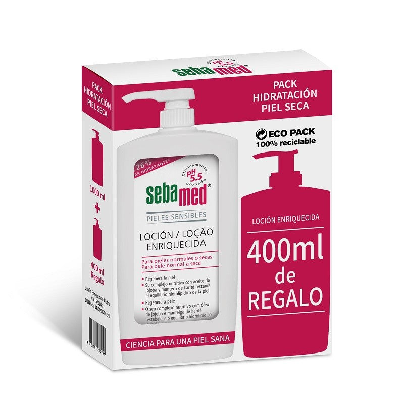 SEBAMED Loción Enriquecida Piel Sensible, Normal y Seca 1L + 400ml de REGALO-1