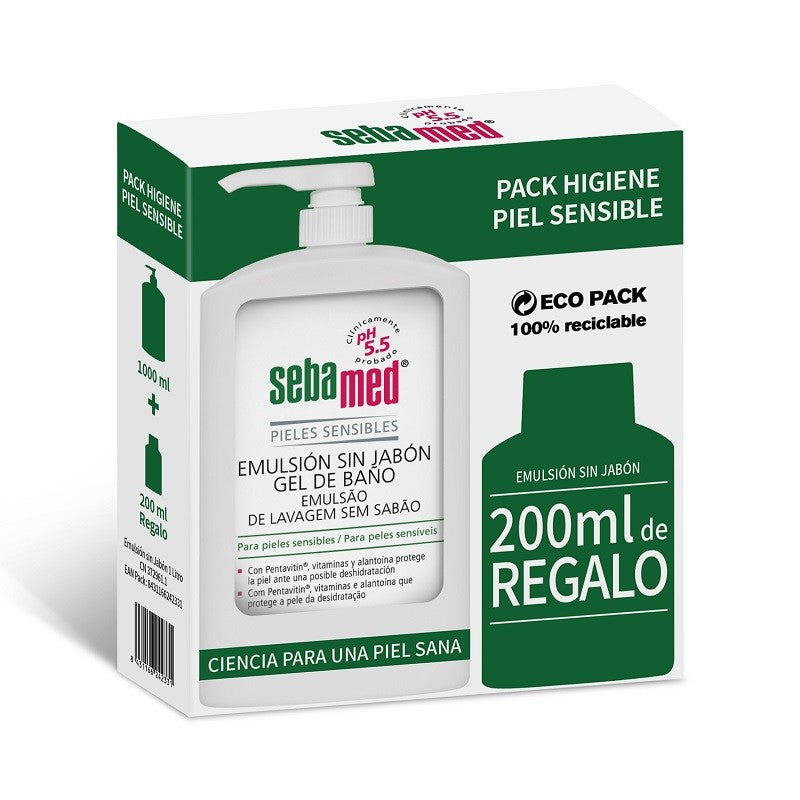 SEBAMED Emulsión Sin Jabón Gel de Baño 1L + 200ml de REGALO-1