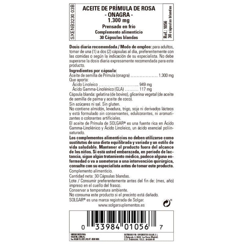 SOLGAR Aceite de Prímula de Rosa 1300mg (30 Cápsulas Blandas)-2