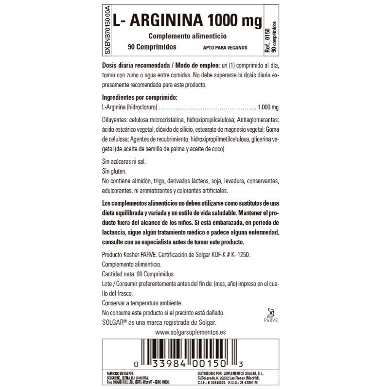 SOLGAR L-Arginina 1000mg (90 Comprimidos)-2