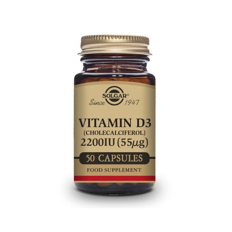 SOLGAR Vitamina D3 2200 UI (55 μg) (Colecalciferol) 50 Cápsulas Vegetales-3