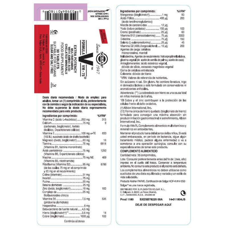 SOLGAR Fórmula VM-75 (30 comprimidos)-2