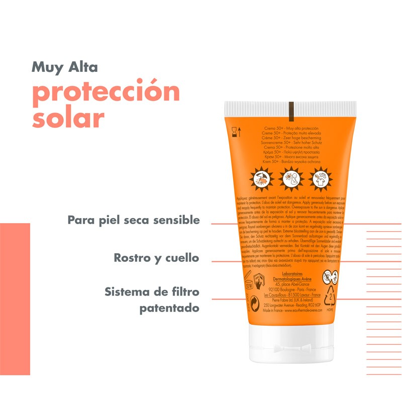 AVÈNE Crema Solar Piel Sensible y Seca SPF 50+ (50ml)-3