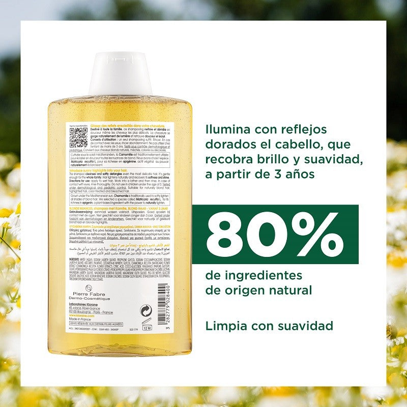 KLORANE Champú Camomila Reflejos Dorados 400 ml-3