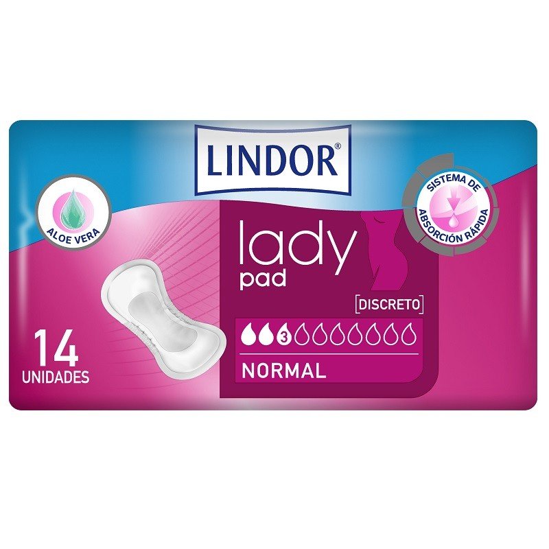 LINDOR Lady Pad Normal 3 Gotas 14 unidades-1