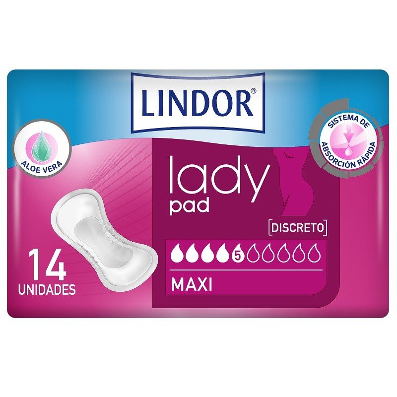 LINDOR Lady Pad Maxi 5 Gotas 14 unidades-1