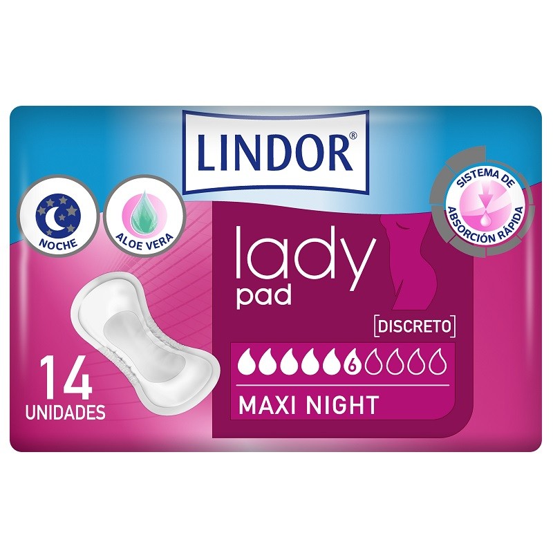 LINDOR Lady Pad Maxi Night 6 Gotas 14 unidades-1
