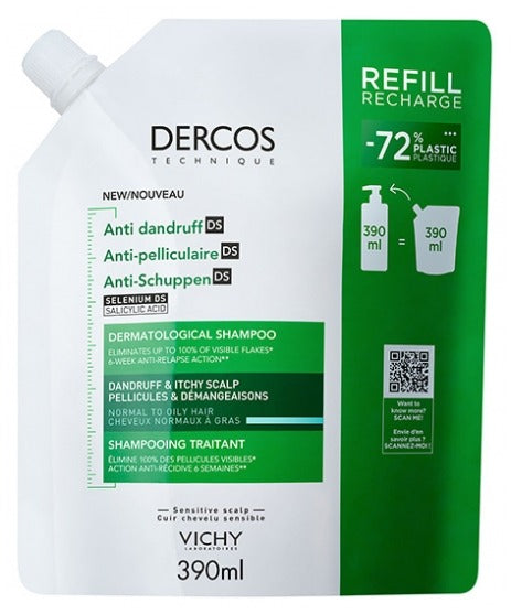 VICHY Dercos Champú Anticaspa Cabello Normal-Graso ECO RECARGA 390ml
