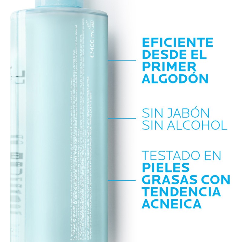 EFFACLAR Agua Micelar Ultra Piel Grasa 400ml - La Roche Posay