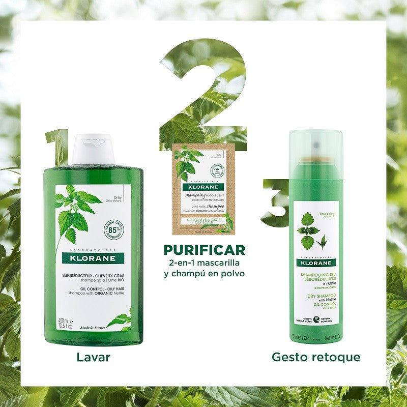 KLORANE Champú Mascarilla 2 en 1 Ortiga BIO y Arcilla 8 Sobres-6