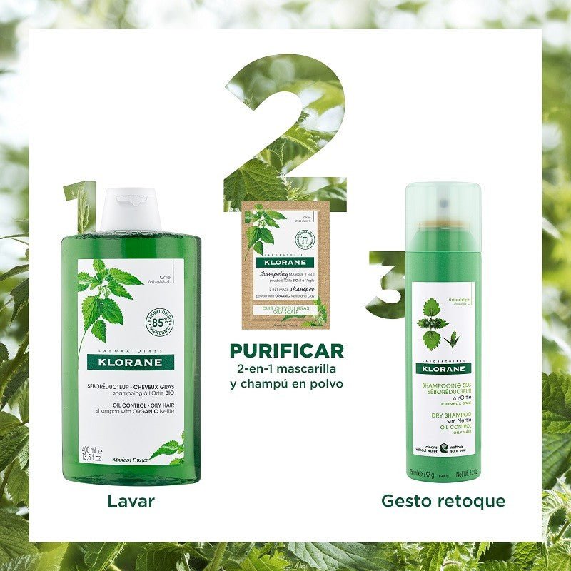 KLORANE Champú Mascarilla 2 en 1 Ortiga BIO y Arcilla 8 Sobres-6