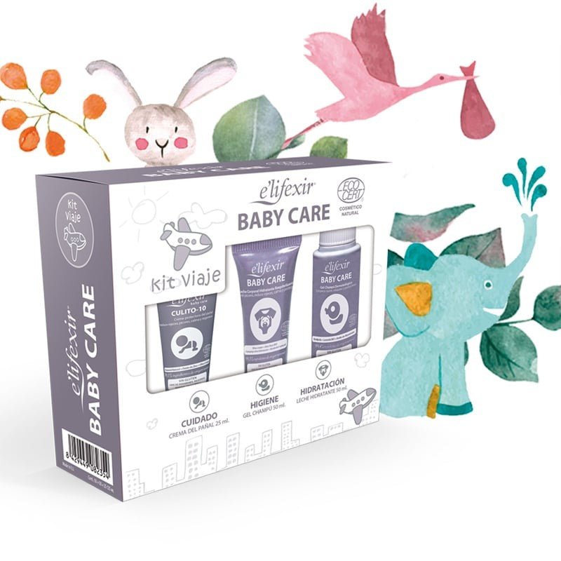 ELIFEXIR Baby Care Kit Viaje Gel champú + Leche corporal hidratante+ Crema Zona del Pañal-2