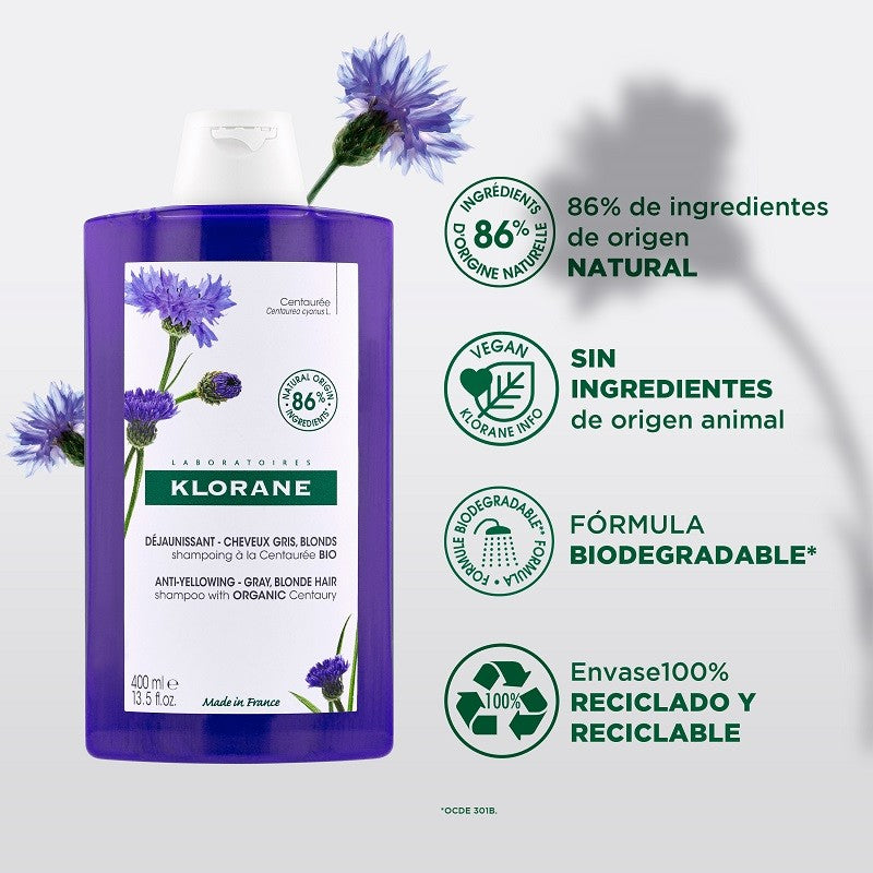 KLORANE Champú a la Centaurea BIO 400ml-1