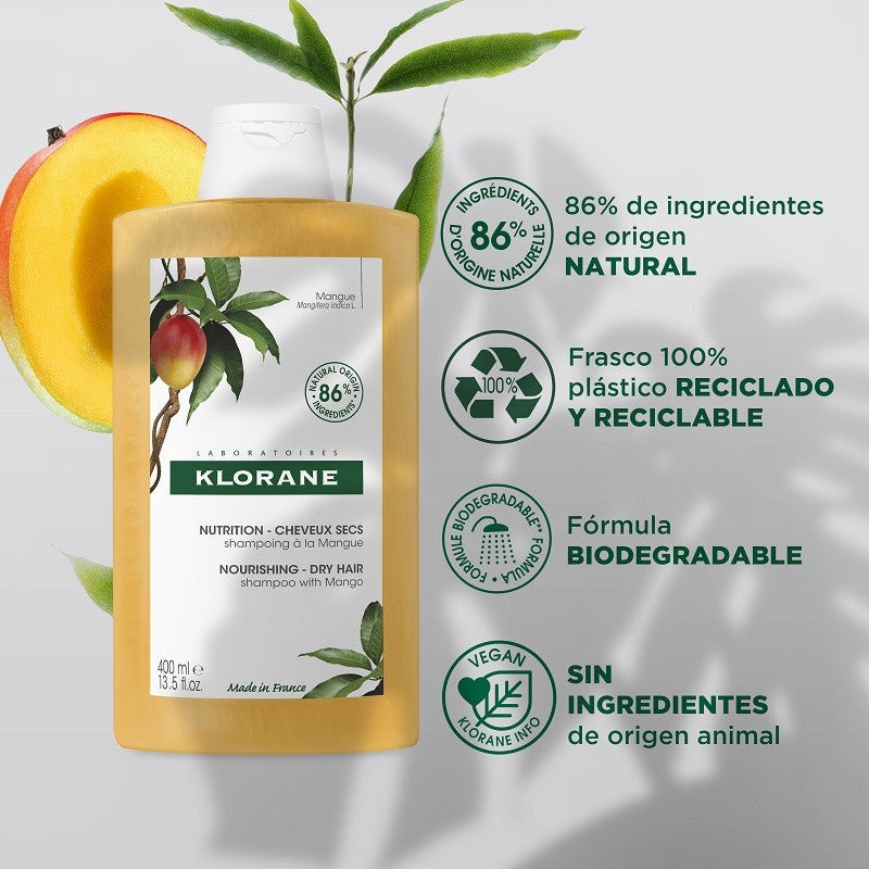 KLORANE Champú al Mango Nutritivo 400ml-3