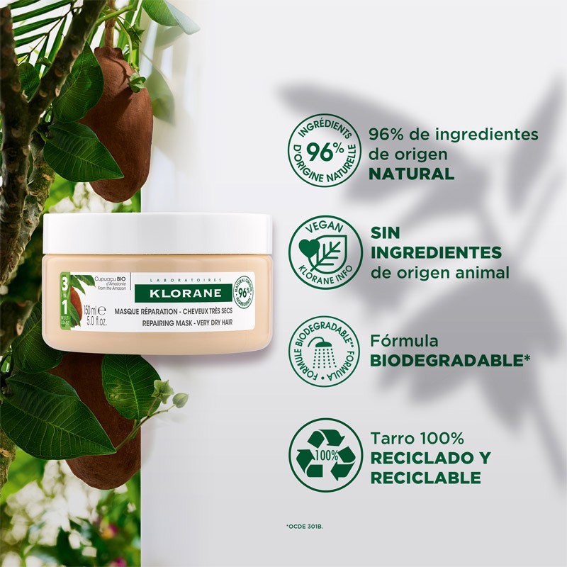 KLORANE Mascarilla Reparadora al Cupuaçu Pelo Seco 150 ml-5