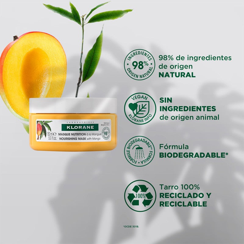 KLORANE Mascarilla Reparadora a la Manteca de Mango 150 ml-4