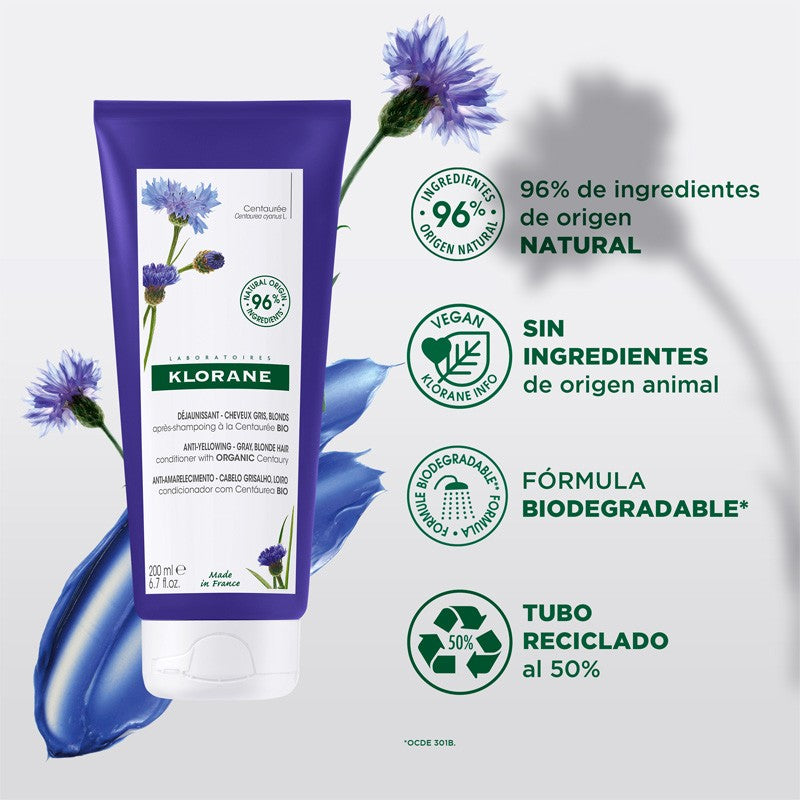 KLORANE Acondicionador a la Centaurea Pelo Rubio y Gris 200 ml-4