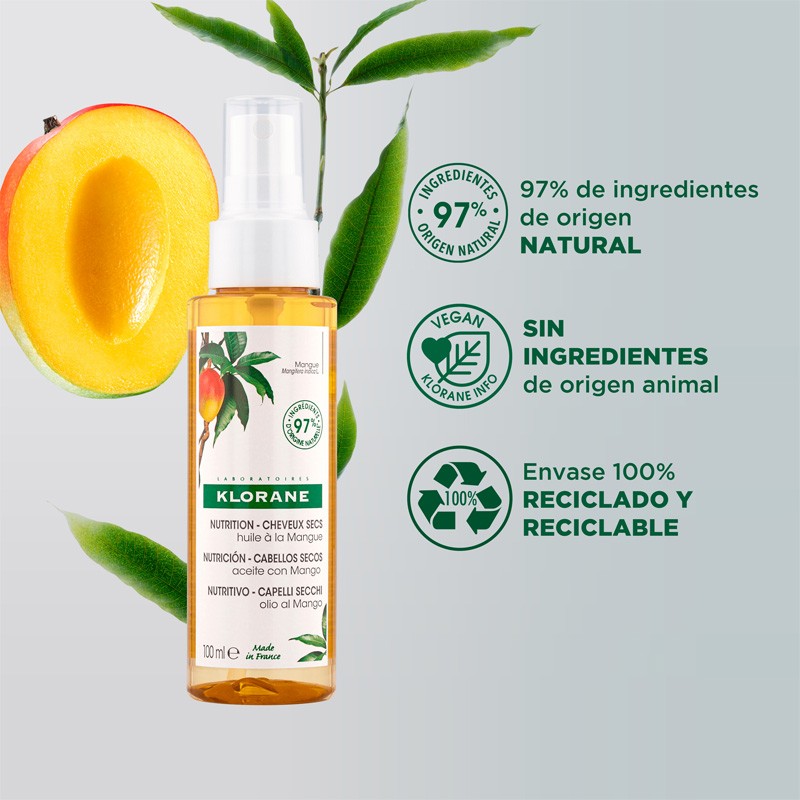 KLORANE Aceite de Mango 125 ml para Pelo Seco-4