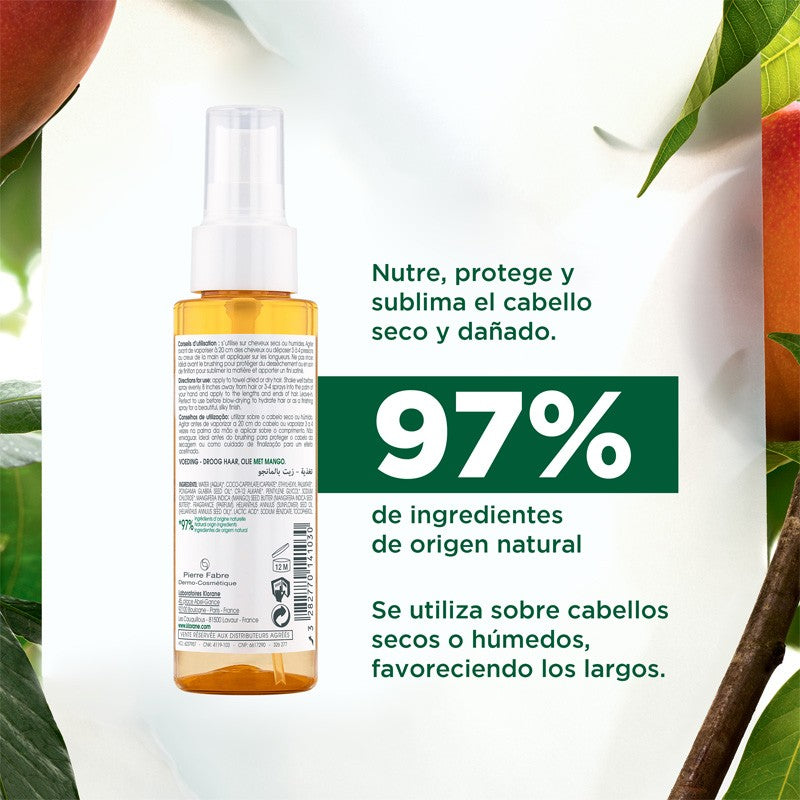 KLORANE Aceite de Mango 125 ml para Pelo Seco-5