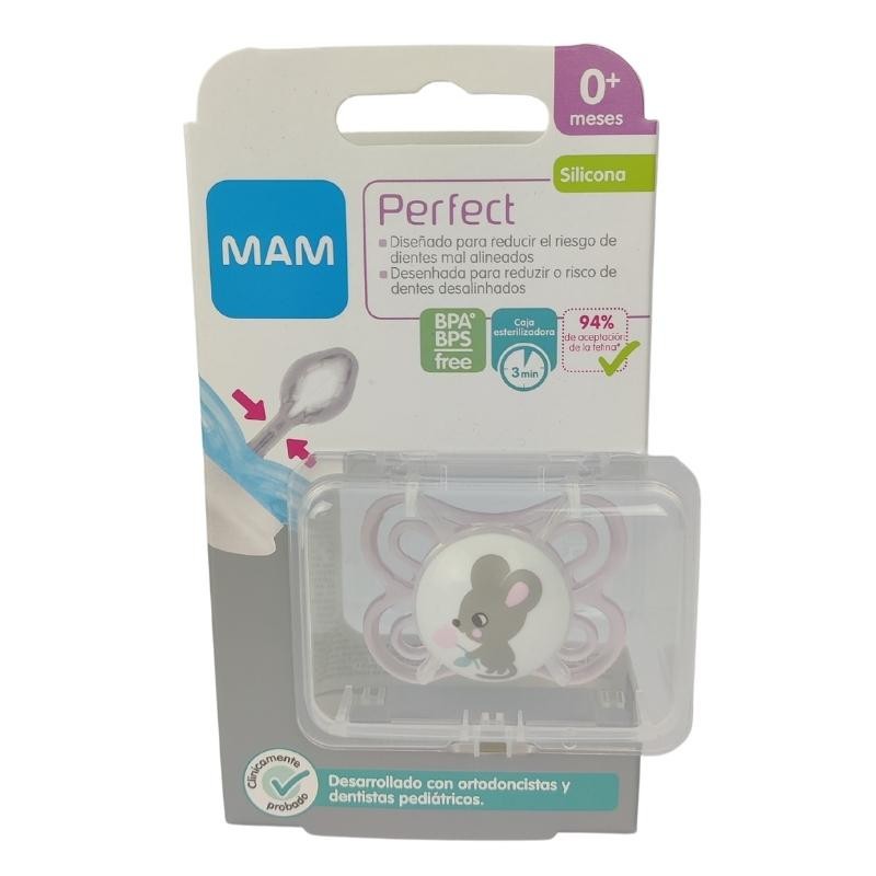 MAM Chupete Perfect Silicona +0M (Ratita Rosa)-2