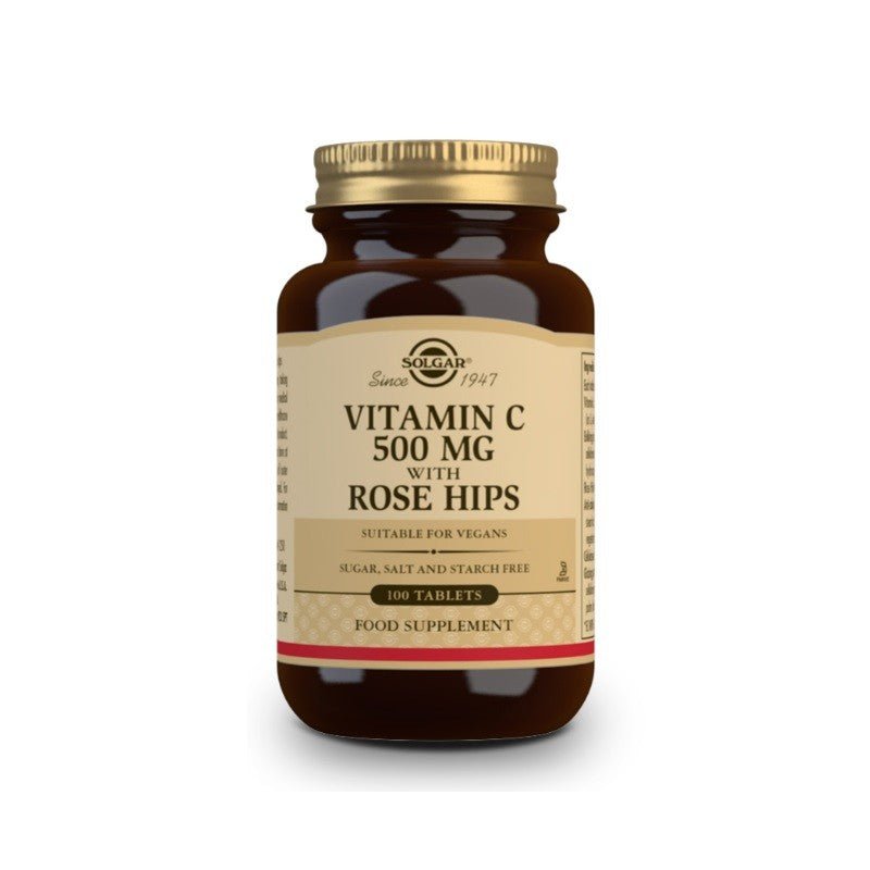 SOLGAR Vitamina C con Rose Hips (Escaramujo) 500mg (100 Comprimidos)-1