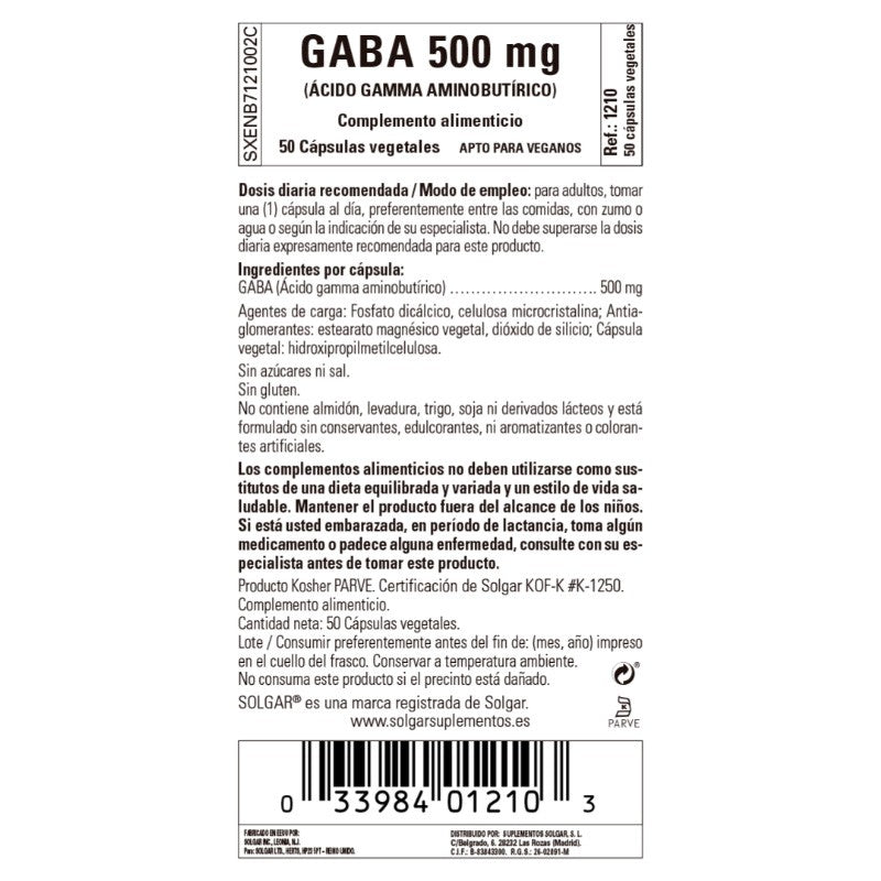 SOLGAR Gaba 500 mg 50 cápsulas-2