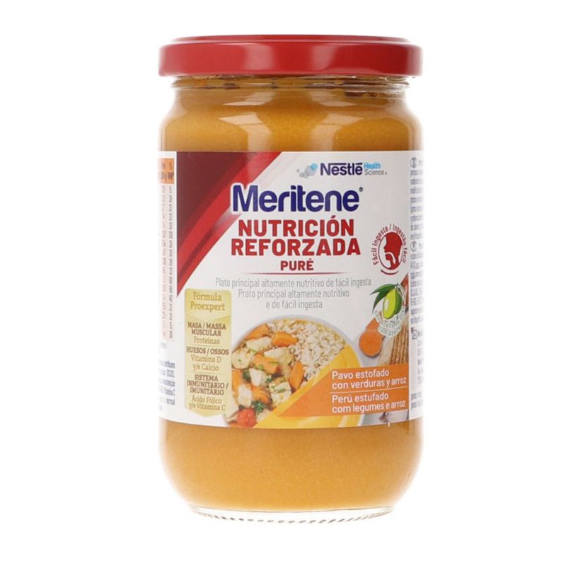 MERITENE Puré Pavo Estofado con Verduras y Arroz 300 gr nutricion reforzada-1