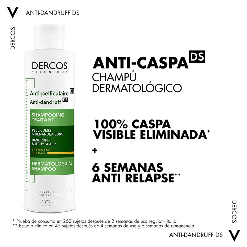VICHY Dercos Champú Anticaspa Cabello Seco 200ml-8