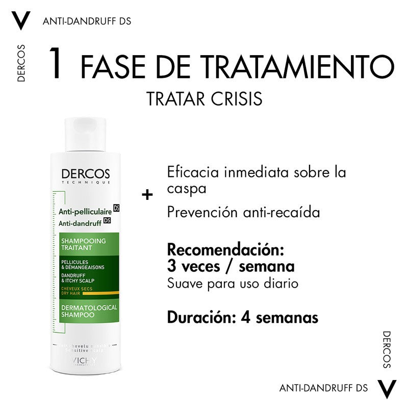 VICHY Dercos Champú Anticaspa Cabello Seco 200ml-11