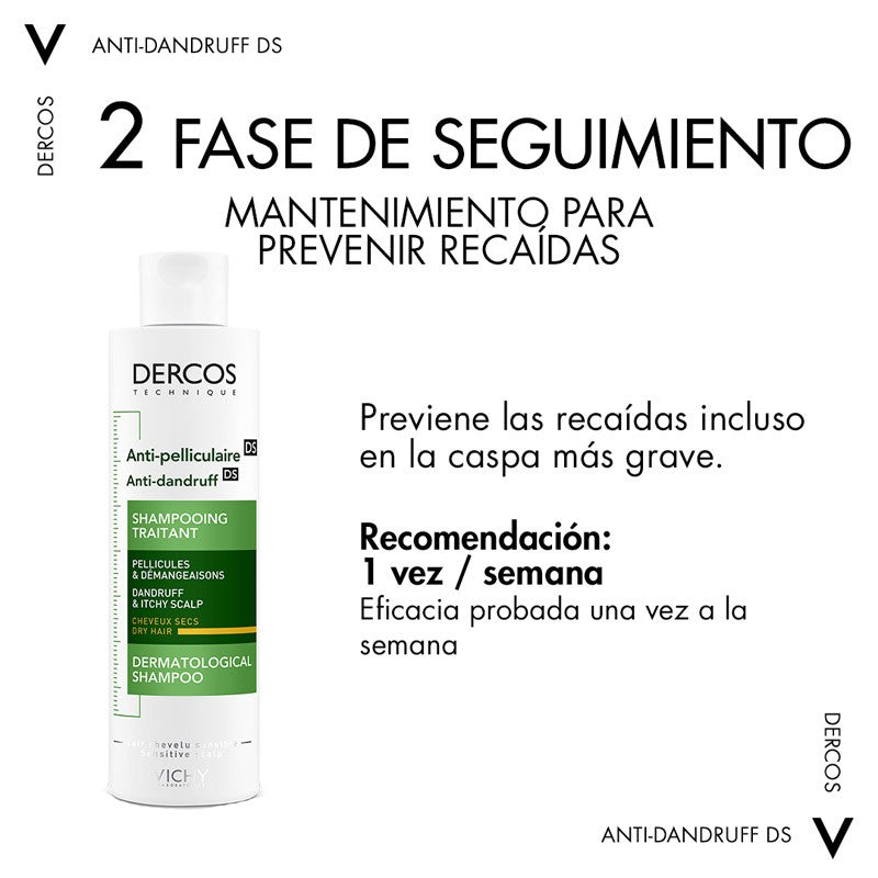 VICHY Dercos Champú Anticaspa Cabello Seco 200ml-12