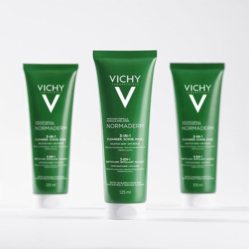 VICHY Normaderm 3 en 1 Exfoliante, Limpiador y Mascarilla 125ml