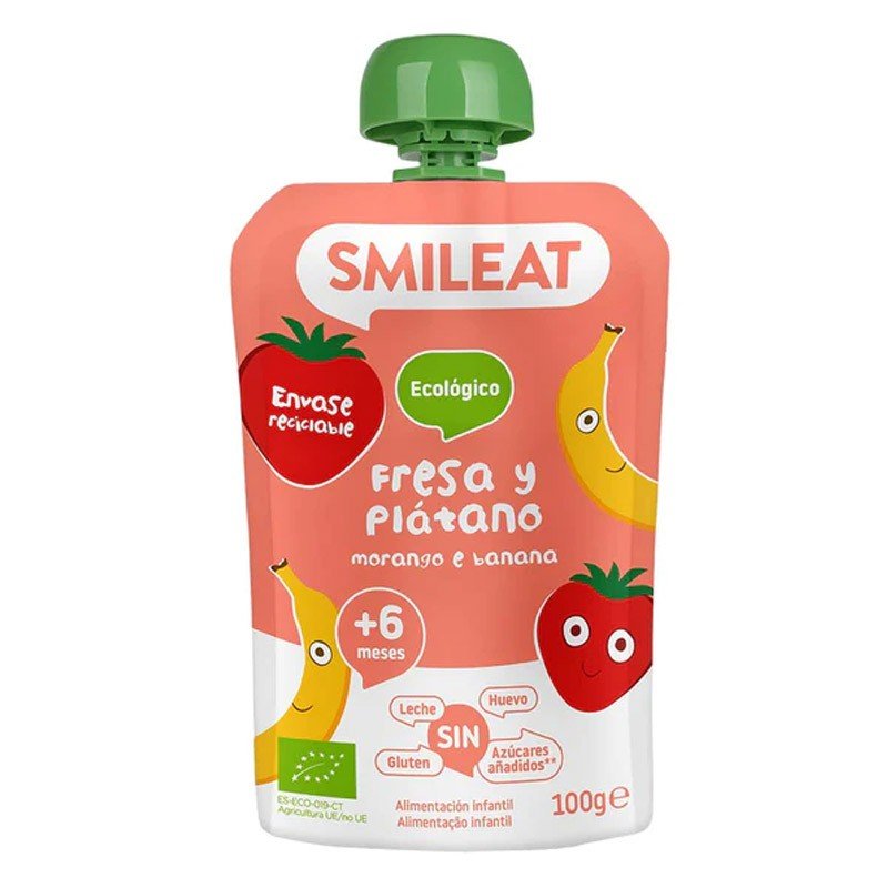 SMILEAT Pouch Leche de Almendras con Fresa y Plátano 100gr-1