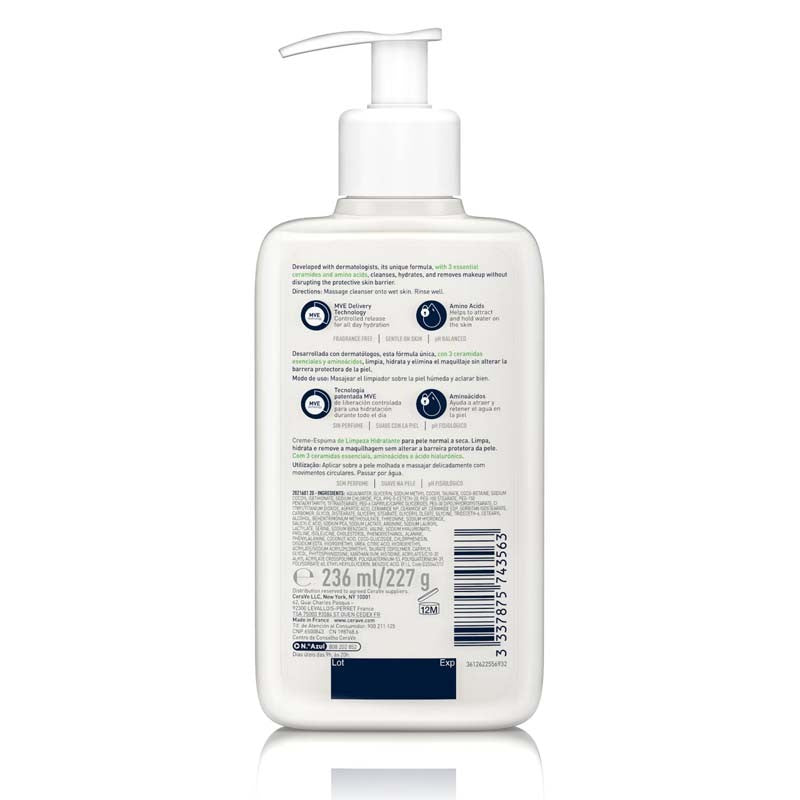 CERAVE Crema - Espuma Hidratante Limpiadora 236ml-4