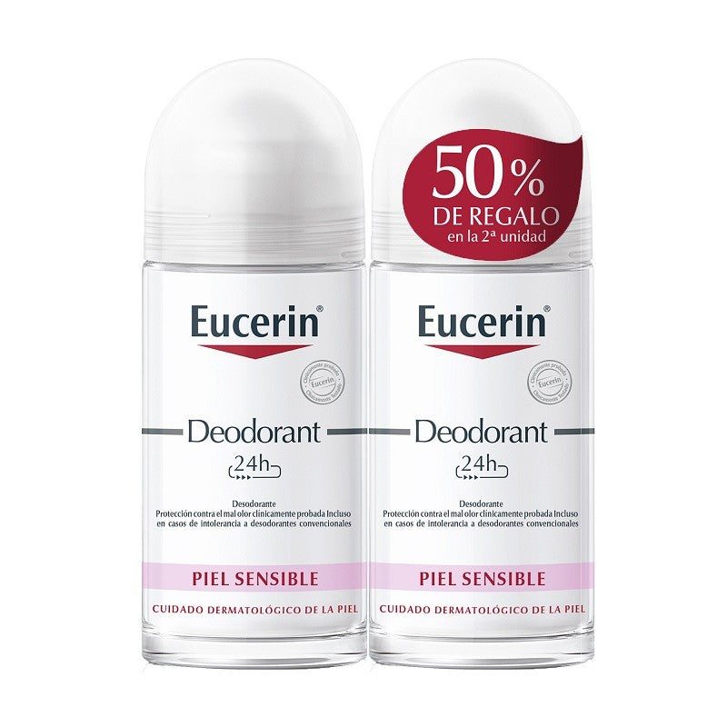 EUCERIN Desodorante Piel Sensible 24H Roll-On DUPLO 2x50ml-1