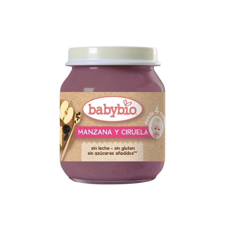 BABYBIO Tarrito de Fruta BIO Manzana y Ciruela +4m 130g-1