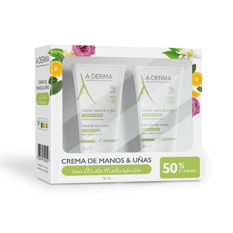A-Derma Crema de Manos y Uñas Hidratante 2 x 50 ml-1